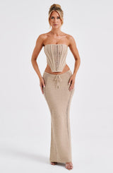 Fioreclo Chayana Maxi Skirt in Beige