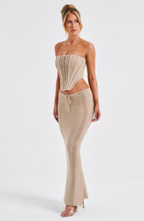 Fioreclo Chayana Maxi Skirt in Beige