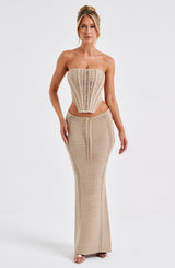 Fioreclo Chayana Maxi Skirt in Beige