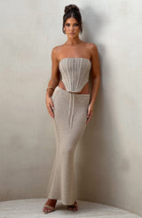 Fioreclo Chayana Maxi Skirt in Beige