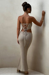Fioreclo Chayana Maxi Skirt in Beige