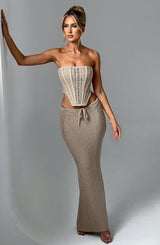 Fioreclo Chayana Maxi Skirt in Beige