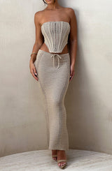 Fioreclo Chayana Maxi Skirt in Beige