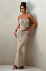 Fioreclo Chayana Maxi Skirt in Beige