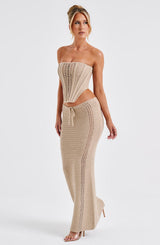 Fioreclo Chayana Maxi Skirt in Beige