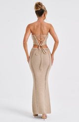 Fioreclo Chayana Maxi Skirt in Beige