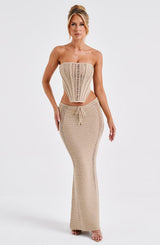 Fioreclo Chayana Maxi Skirt in Beige