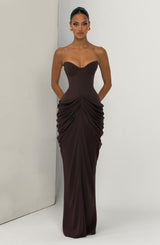 Fioreclo Chiarra Maxi Dress in Plum Brown