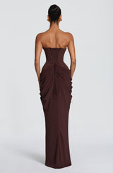 Fioreclo Chiarra Maxi Dress in Plum Brown