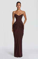 Fioreclo Chiarra Maxi Dress in Plum Brown