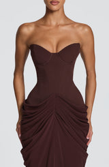 Fioreclo Chiarra Maxi Dress in Plum Brown