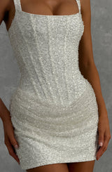 Fioreclo Christabella Mini Dress in Ivory Sparkle