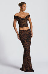 Fioreclo Chrysalie Maxi Skirt in Leopard Print
