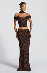 Fioreclo Chrysalie Maxi Skirt in Leopard Print