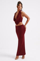 Fioreclo Chryselle Maxi Skirt in Burgundy
