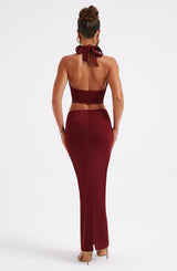 Fioreclo Chryselle Maxi Skirt in Burgundy