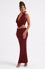 Fioreclo Chryselle Maxi Skirt in Burgundy