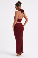 Fioreclo Chryselle Maxi Skirt in Burgundy