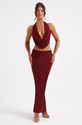 Fioreclo Chryselle Maxi Skirt in Burgundy