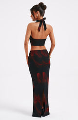 Fioreclo Chryselle Maxi Skirt in Fire Print
