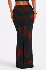 Fioreclo Chryselle Maxi Skirt in Fire Print