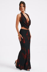 Fioreclo Chryselle Maxi Skirt in Fire Print