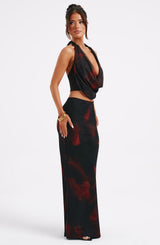 Fioreclo Chryselle Maxi Skirt in Fire Print