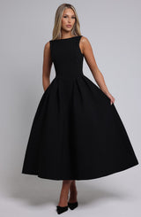 Fioreclo Clarabelle Midi Dress in Black