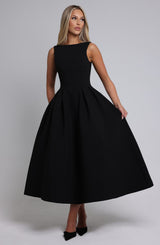 Fioreclo Clarabelle Midi Dress in Black