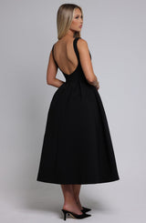 Fioreclo Clarabelle Midi Dress in Black