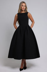 Fioreclo Clarabelle Midi Dress in Black
