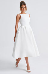 Fioreclo Clarabelle Midi Dress in Ivory