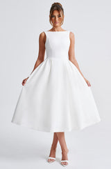 Fioreclo Clarabelle Midi Dress in Ivory