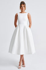 Fioreclo Clarabelle Midi Dress in Ivory