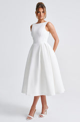 Fioreclo Clarabelle Midi Dress in Ivory