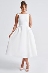 Fioreclo Clarabelle Midi Dress in Ivory