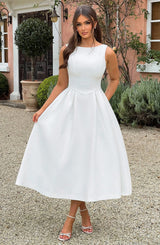 Fioreclo Clarabelle Midi Dress in Ivory