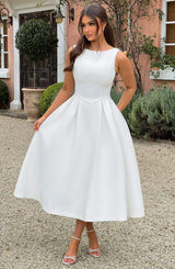 Fioreclo Clarabelle Midi Dress in Ivory