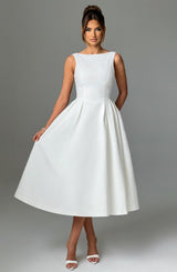 Fioreclo Clarabelle Midi Dress in Ivory