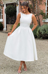 Fioreclo Clarabelle Midi Dress in Ivory