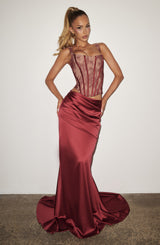 Fioreclo Claudine Maxi Skirt in Burgundy