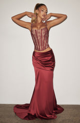 Fioreclo Claudine Maxi Skirt in Burgundy