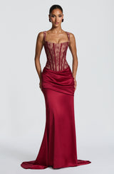Fioreclo Claudine Maxi Skirt in Burgundy