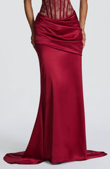 Fioreclo Claudine Maxi Skirt in Burgundy