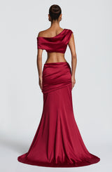Fioreclo Claudine Maxi Skirt in Burgundy
