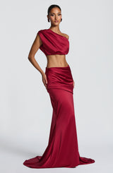 Fioreclo Claudine Maxi Skirt in Burgundy