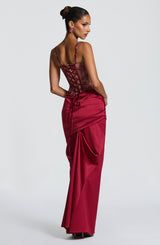 Fioreclo Claudine Maxi Skirt in Burgundy