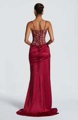 Fioreclo Claudine Maxi Skirt in Burgundy