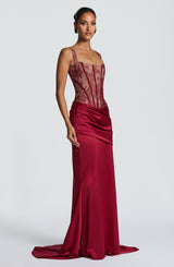 Fioreclo Claudine Maxi Skirt in Burgundy