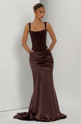 Fioreclo Claudine Maxi Skirt in Plum Brown